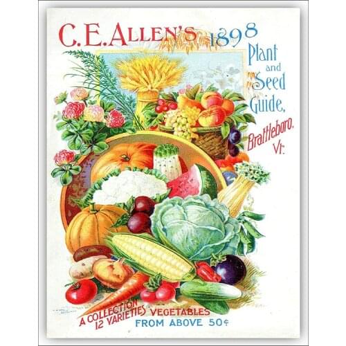 Nobrand Vintage Farm C.E.A Llens 1898 Plant and Seed Guide Brattleboro Vegetable Retro Metal Tin Sign 8x12 Inch Home Wall