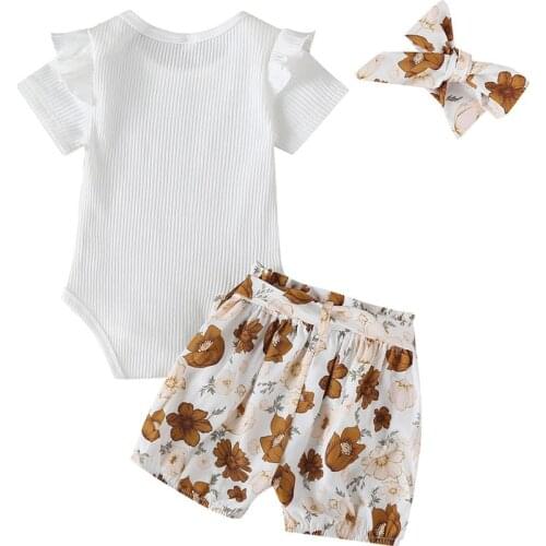 2020 new summer clothes for girls and toddlers short-sleeved romper printed shorts two-piece baby clothes