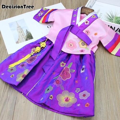 2021 new children hanbok dress korean princess national costumes flower girl dress birthday gift folk dance stage performance