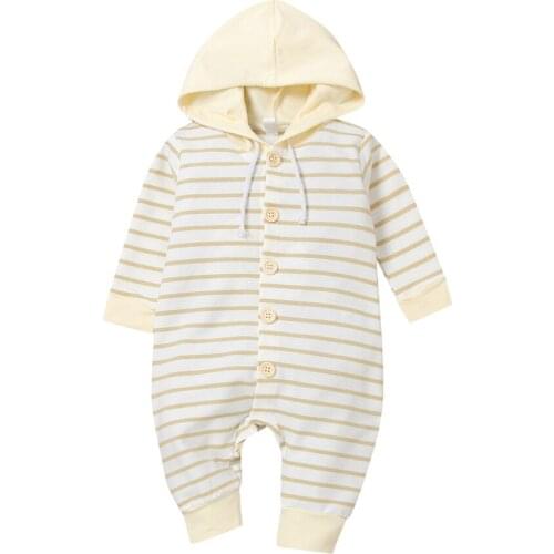 Baby Boy Girl Clothing Infant Newborn Stripe Romper Kids Casual Hoodies Bodysuit Autumn Winter Newborn Baby Long Sleeve Jumpsuit