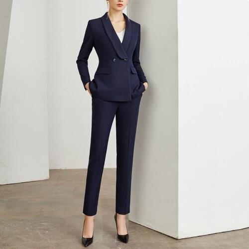 Autumn womens clothing new arrival slim long-sleeved double breasted suits two-piece casual pencil pants sets high quality