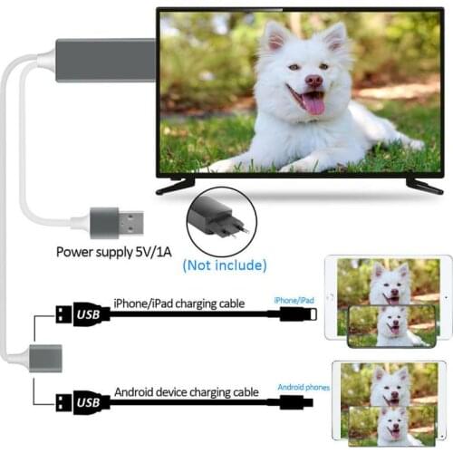 Three-in-one 1080P Adapter Mirroring Cable Phone To TV HDTV Portable Adapter High-definition Video Cable For IPhone IPad Android