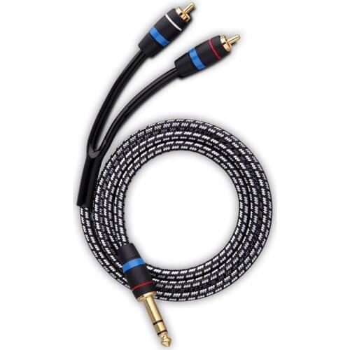 Move on M100 6.5/6.35 TO RCA dual channel 6.35 big three core one point two RCA double lotus 6.5 audio cable mixer cable