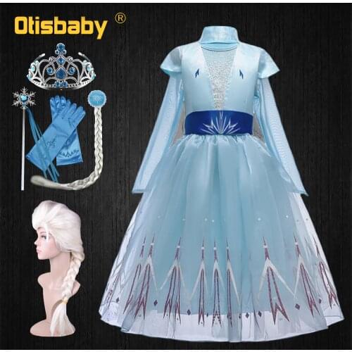 Snow Queen 2 Autumn Spring Boutique Elsa Dress Girls Halloween Carnival Elsa Costume Child Christmas Clothing Fantasia Infantil