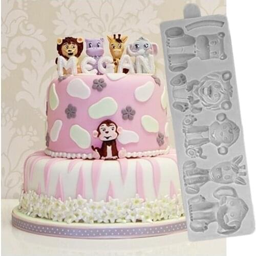 Jungle Animals Molds Fondant Cake Decorating Tools Silicone Molds Sugarcrafts Chocolate Baking Tools for Cakes Gumpaste Form