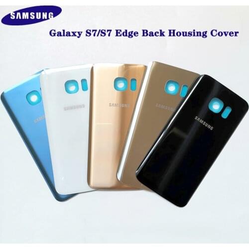 Samsung Galaxy S7 Edge G935 S7 G930 Glass Battery Back Cover Rear Door Housing Replacement Repair Parts + Adhesive Sticker+ Logo