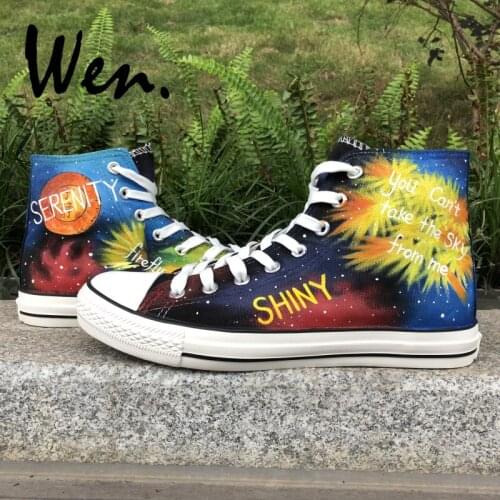 Wen High Top Hand Painted Athletic Shoes Serenity Firefly Night Sky Design Custom Man Womans Canvas Portable Sneakers for Gift