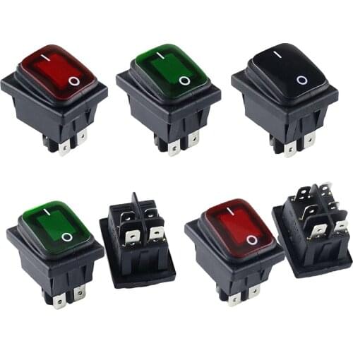 KCD4 Rocker Switch 4pin / 6pin 16A 250VAC Waterproof DPDT ON OFF Red Green LED Light