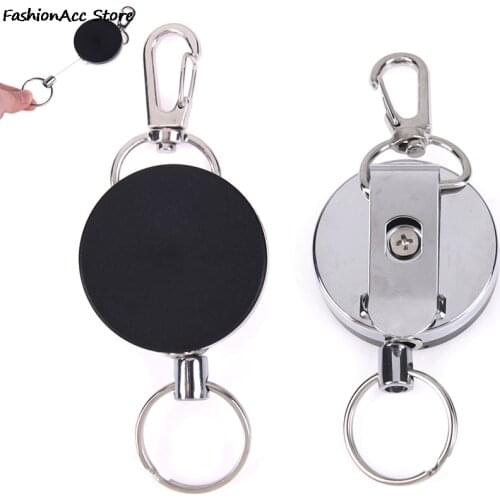 1PCS Retractable keychain Resilience Steel Wire Rope Elastic Casual Stainless Steel Badge Reel Retractable Key Ring