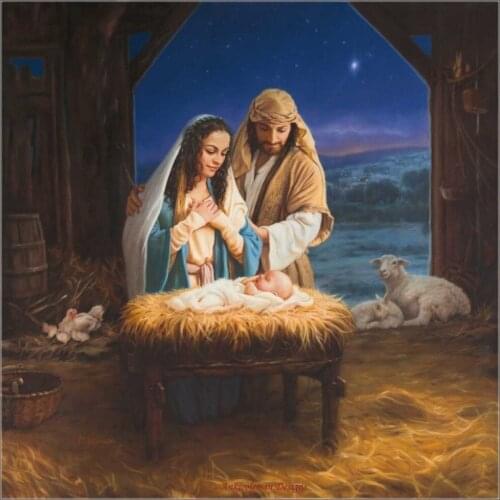 Counted Cross Stitch Kits Needlework Embroidery - Crafts 14 ct Aida DMC Color DIY Arts Handmade Home Decor - Holy Family 3