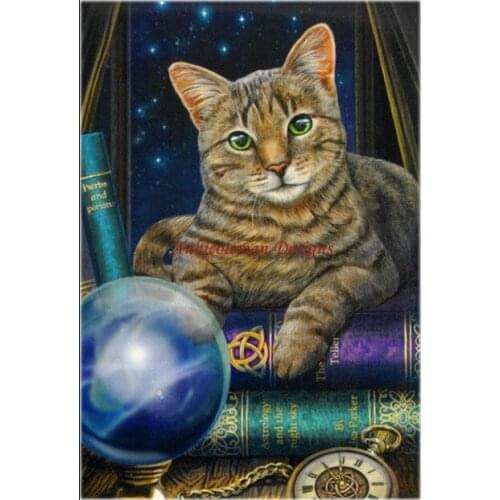 Embroidery Counted Cross Stitch Kits Needlework - Crafts 14 ct DMC Color DIY Arts Handmade Decor - Fortunetelling Cat