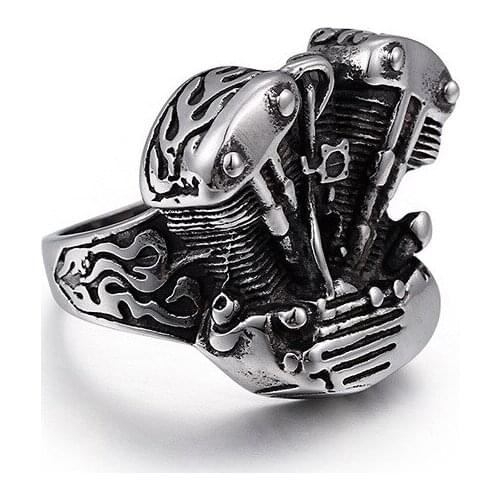 Europe and the United States jewelry locomotive windbreak models stainless steel mens motorcycle skeleton ring