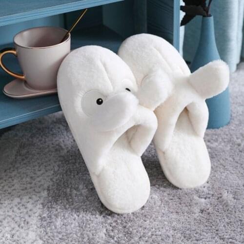 2021 Women Cartoon Slippers Warm Plush Home Slipper Autumn Winter Shoes Woman House Flat Floor Soft Slient Slides for Bedroom