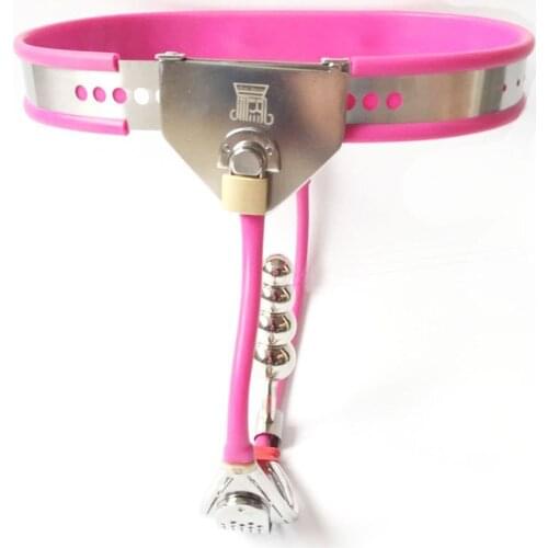 Stainless Steel Female Chastity Belt Lock Pants With Anal Plug BDSM Bondage Sex Toys For Women Metal Silicone Chastity Device