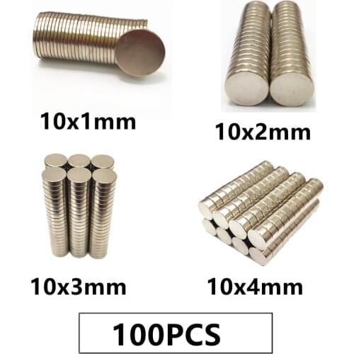 100PCS/LOT NdFeB Magnet 10*1 10*2 10*3 10*4 N35 Disc MAGNET 10x1 10x2 10x3 10x4 Round Speaker magnets