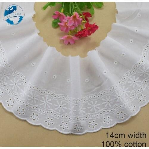14cm wide white 100% cotton embroidery lace french lace ribbon fabric guipure diy trims warp knitting sewing Accessories#4112