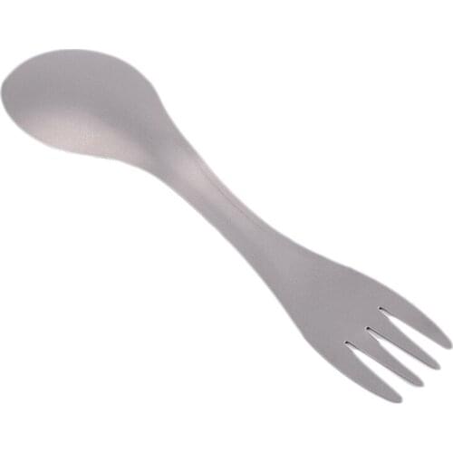 2 in 1 Titanium Alloy Portable Fork Spoon fFork Camping Picnic Utensils Outdoor Tableware