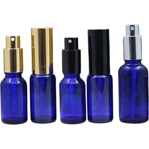 5ml 10ml 15ml20ml 30ml 50ml 100ml Clear Blue Glass Spray Bottle Black Gold Silver Cap Cosmetic Packaging Empty Perfume Bottles