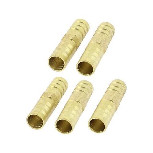 5Pcs 10mm Mount Dia Straight Tube Connector Brass Fuel Hose Joiner Fittings