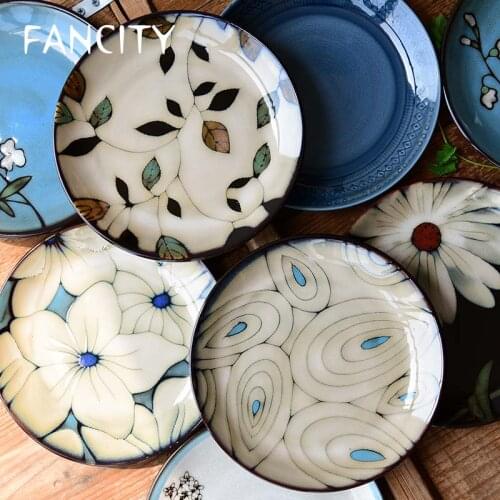 FANCITY American kiln glazed ceramic tableware hand-painted western food plate steak plate dessert dessert plate