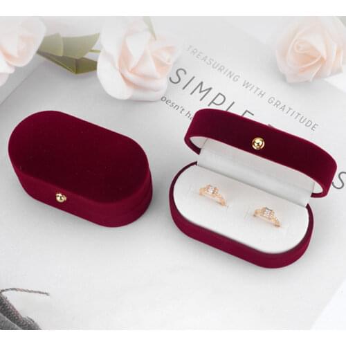 1PC Velvet Trinket Box Ring Box Jewelry Organizer Double Rings BoxJewelry Box szkatułka na biżuterię display stand контейнер