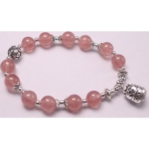 Real Silver 925 Bracelet Chain For Women Girl Silver Small Beads 8mm Pink Crystal Lotus Beads Lucky Bracelet 16-17cmL Charms Cat