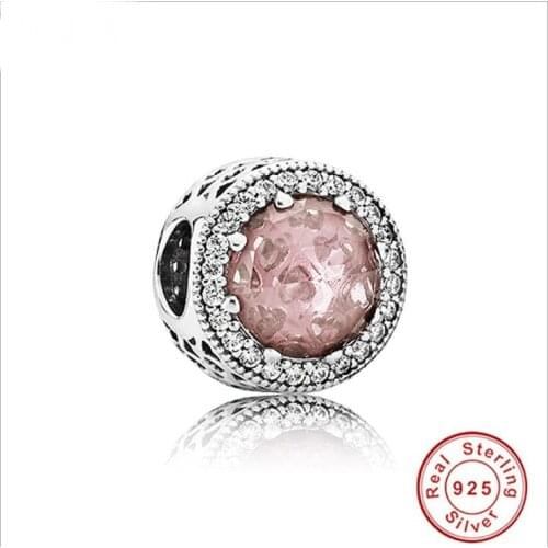 Pink large cut crystal 925 sterling silver Fit Original Yuede beads bracelet jewelry commonly used beads accessories