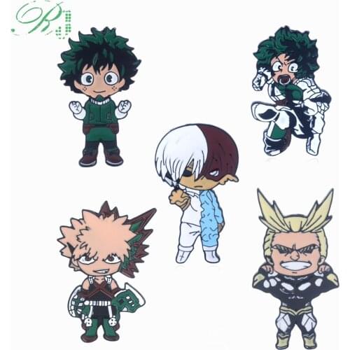 RJ My Hero Academy Brooches Pins Academia DEKU Midoriya Izuku Bakugou Lapel Choker Keyring Choker Kids Men Shirt Coat Jewelry