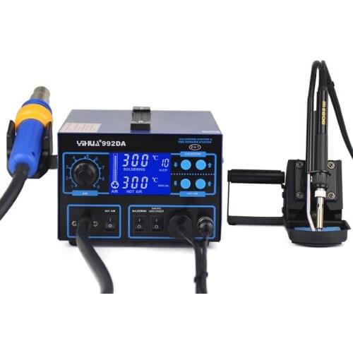 YIHUA 992DA 3 In 1 Hot Air Rework Soldering Iron Station LCD Digital Display Smoke Vacuum BGA Soldering Rework Station