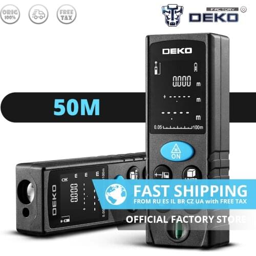 DEKO LRD110 50M Digital Measure Laser Rangefinder Handheld Laser Distance Meter Area/Volume/Pythagorean LCD Display Diastimeter