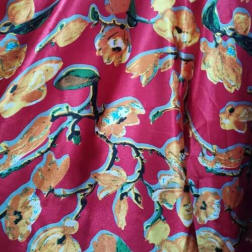 Floral Soft Satin Material Diy Doll Tissue Craft Glossy Polyester Charmeuse Fabric Pattern