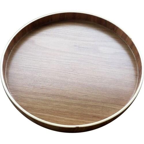 Wooden Round Towel Tray Food Storage Dish Plate Tea Fruit Coffee Milk Juice Trays for Dining Table Kitchen