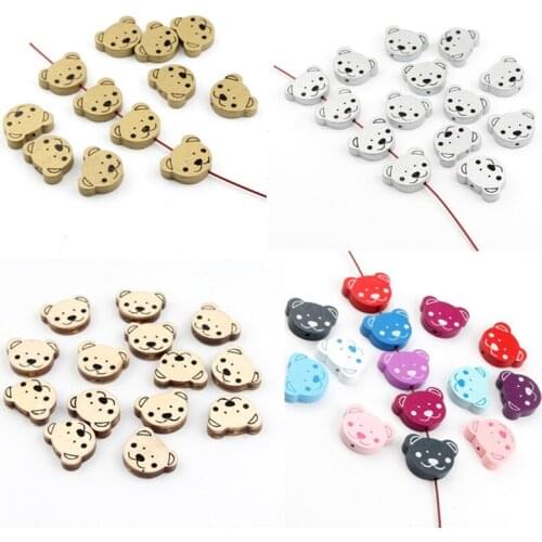 Pick Color 20pcs Wooden Bear Spacer Beading Beads for Baby Bracelet Necklace Pacifier Clip DIY Crafts 24x19mm Wood Beads