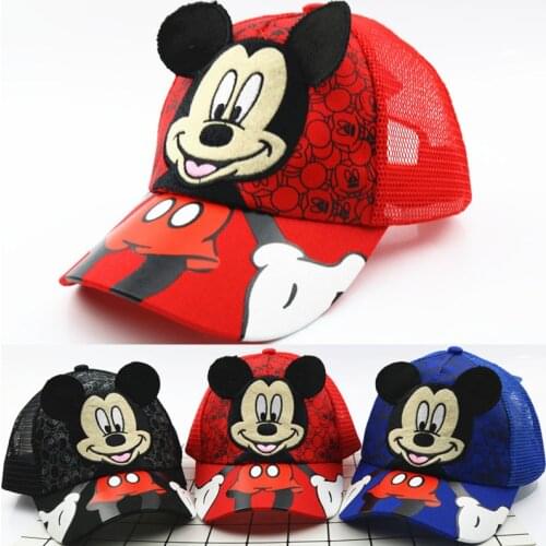 Anime Disney Mouse Mickey Marvel Frozen Kids Hat Boy Girl Travel Caps Mickey Minnie Spiderman Baby Caps Figure Gift Toys 2-8Y