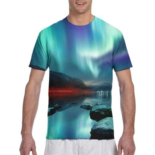 Aurora Borealis Northern Lights T shirt Man T-shirt 2020 Summer Round Neck Tshirts Tee Shirts Men Streetwear Short Sleeve