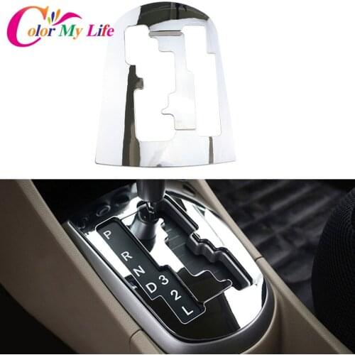 Color My Life ABS Chrome Trim Car Gear Head Sticker Style Gear Shift Cover for Hyundai Solaris Verna AT LHD Car Accessoriess