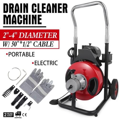 Sewer Machine FT*1/2'' Electric Pipe Dredging Machine Sewer Dredger Toilet Floor Drain Dredging Cleaning Machine