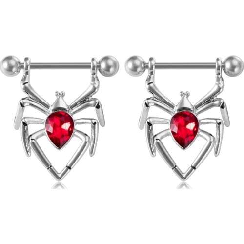1 Pair Surgical Steel Nipple Piercing CZ Gem Spider Bar Nipple Rings Shield Cover Barbell Sexy Piercings Breast Piercing Jewelry