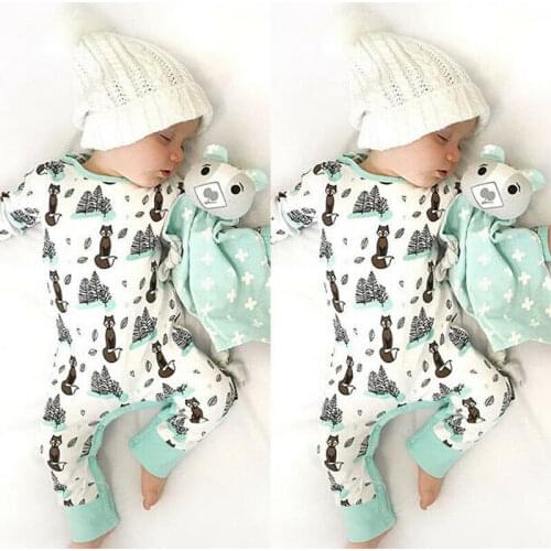 0-24M Baby Girl Fox Romper Girls Long Sleeve Cotton Clothes Kids Jumpsuit Toddler Playsuit Boy Outfits Newborn Autumn Winter