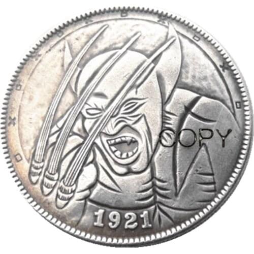 US Hobo 1921 Morgan Dollar Hand Carved Silver Plated Copy Coins