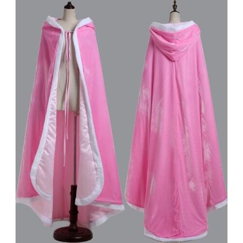 Cartoon Movie Cosplay Princess Dress Costume Adult Women Pink Cape Fancy Halloween Role-playing Cloak