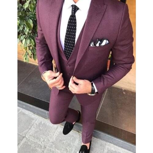 Handsome Groomsmen Peak Lapel Groom Tuxedos Mens Wedding Dress Man Jacket Blazer Prom Dinner (Jacket+Pants+Tie+Vest) A102