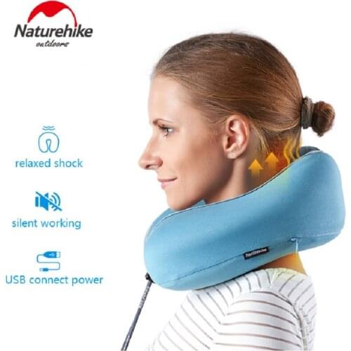 Naturehike Vibrating Massage Pillow U shape Rebound Memory Foam Pillow Neck Shoulder USB Charging Outdoor Travel NH18Z060-T