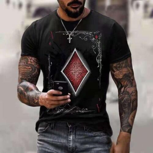 2021 Mens Summer Printed Poker Casual Breathable Street 3d Short Sleeve T-shirt And Top 130-6xl