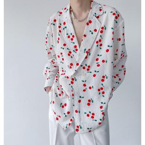 Men Print Loose Casual Comfortable Suit Style Dress Shirts Harajuku Korean Streetwear Vintage Blouse Long Sleeve Shirt Man