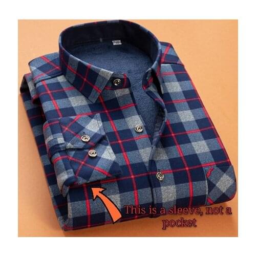Men thermal shirt Winter Thick Flannel Warm Plaid Dress Shirts Long Sleeve Mens Work Shirts Casual Slim Fit thermo shirts 6XL