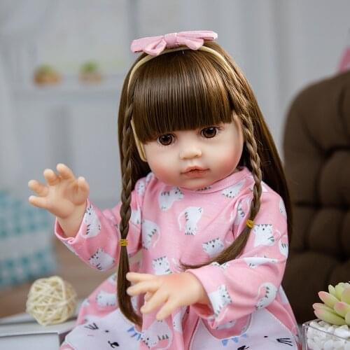 2021 New Princess Silicone Dolls 18 Inch Lifelike Newborn Toddler Dolls Toy Kids Playmate Birthday Gift