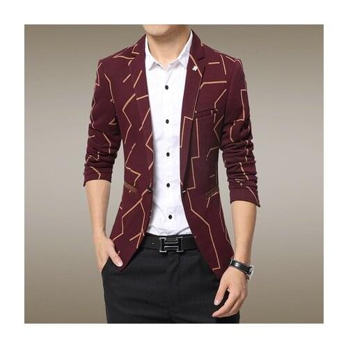Korean Men Autumn 2020 Slim Fit Suit Fashion Stripe Single Button Plus Size M-4XL Blazer Casual Mens Jacket HJ521