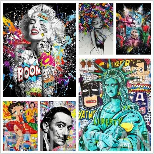 Sexy Portrait Street Art Diamond Painting Rhinestone Embroidery Mosaic Marilyn Monroe Statue of Liberty Wall Poster Home Decor