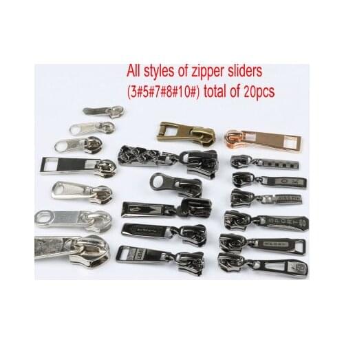Zipper sliders full set of mixing 3#5#7#8# 10# bag clothes resin metal zipper pull head zipper accessories